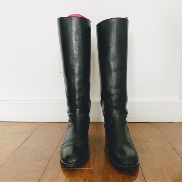 J. Crew | Black leather knee high boots w/ zippers - Picture 3 of 9